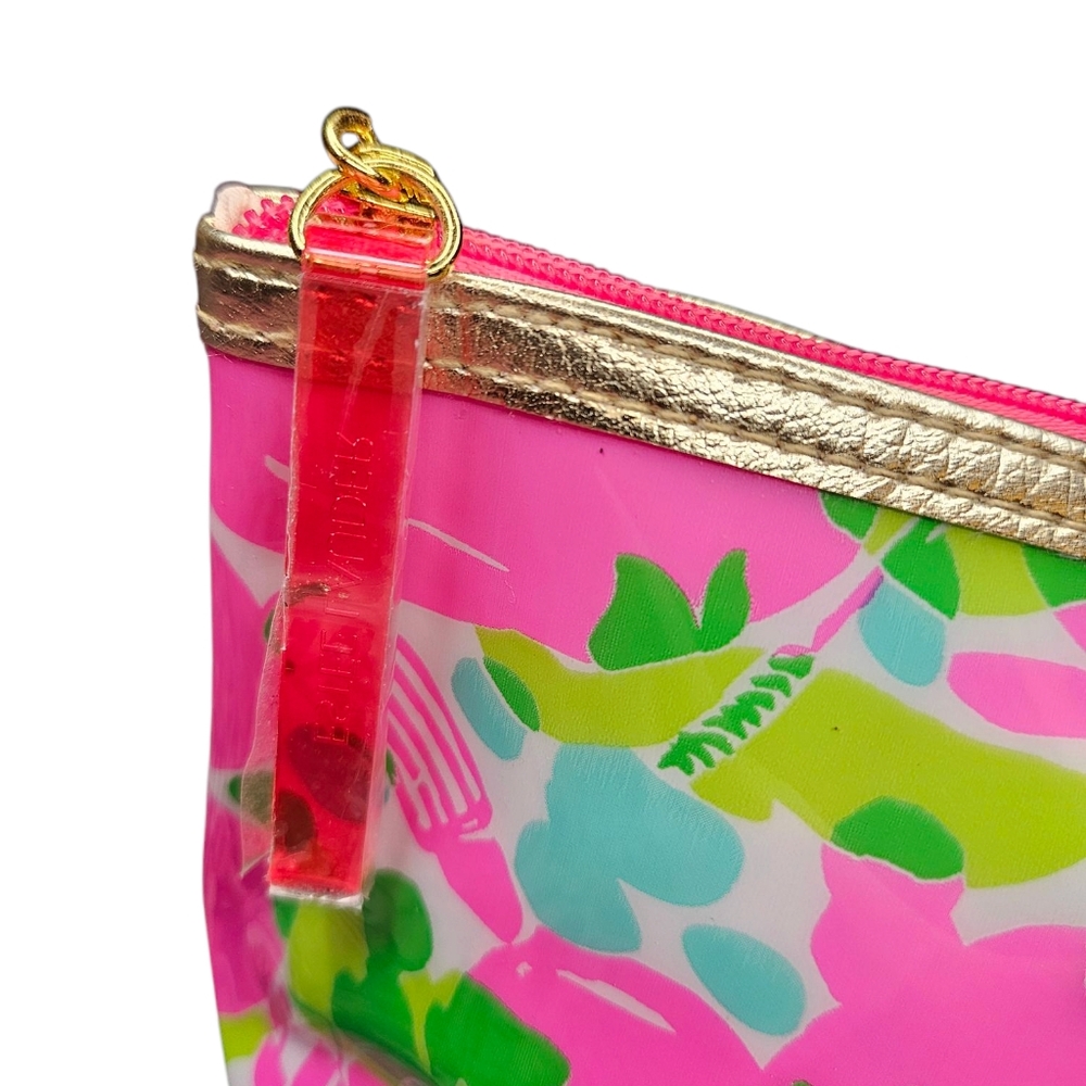 Lilly Pulitzer for Estee Lauder makeup bag vinyl colorful lipstick floral zipper - Picture 3 of 6